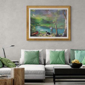 Modern living room with a sofa and a large plant (3)