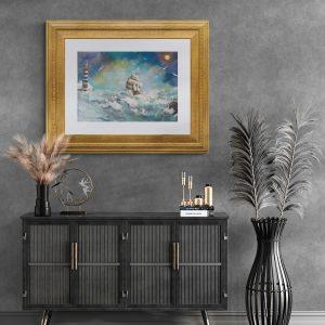 Hallway with black wooden cabinet